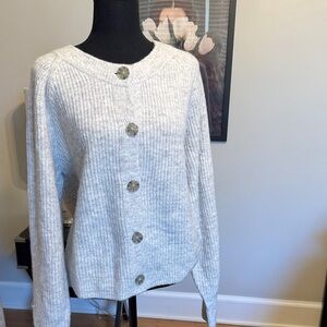 GAP Women's Gray Button-Up Sweater